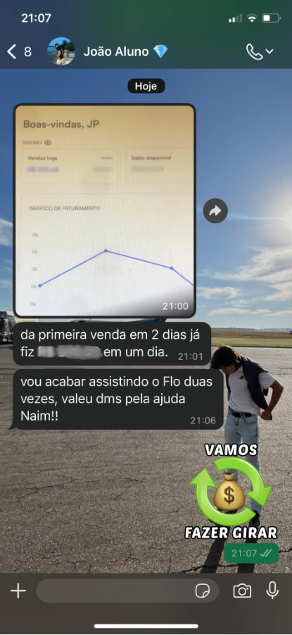 Print de mensagem do aluno João